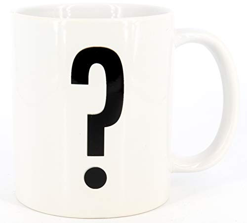 Deqosy PICSonPAPER Buchstaben-Tasse ? Tasse mit Fragezeichen, Alphabet als Kaffeetasse Buchstabentasse (Zeichen ?)