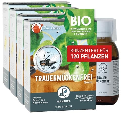Plantura Bio-Trauermückenfrei Neem, hochwirksames Gießmittel gegen Trauermücken aus Neem, 300 ml für ca. 120 Pflanzen