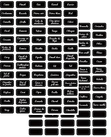 K KUMEED 130PCS Étiquettes Épices Français Bocaux adhésif Scrapbooking A4 de Stickers Kit d'Etiquette Autocollantes Réutilisables pour la Cuisine Organiser Étiquette Tableau