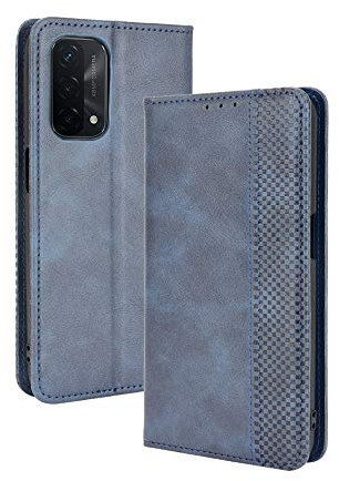 GOGME Leder Hülle für Oppo A74 5G | Premium PU/TPU Leder Folio Hülle Schutzhülle Handyhülle, Flip Case Klapphülle Lederhülle mit Standfunktion & Kartensteckplätzen, Blau