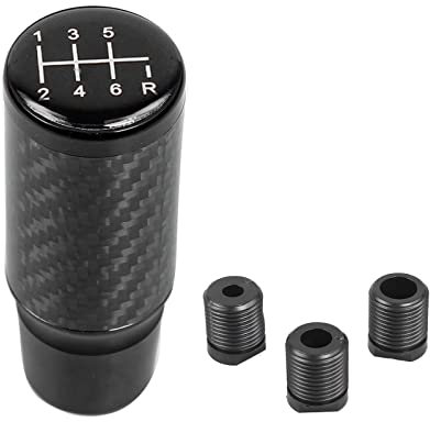 muge racing Schaltknauf, Auto-Schaltknauf, 6 Gänge, universeller Aluminium-Schaltknauf mit 3 Adaptern (schwarz)