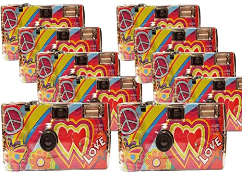 PHOTO PORST Lot de 10 appareils photo jetables Love Kult Rainbow Multicolore 10 x 1A (27 photos, flash)