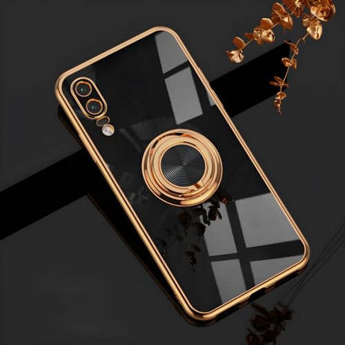 Rokmym Coque Huawei P20 Coque en Silicone Souple avec Support d'Anneau à 360 degrés pour Huawei P20 Coque Cadre en Métal pour Voiture Magnétique