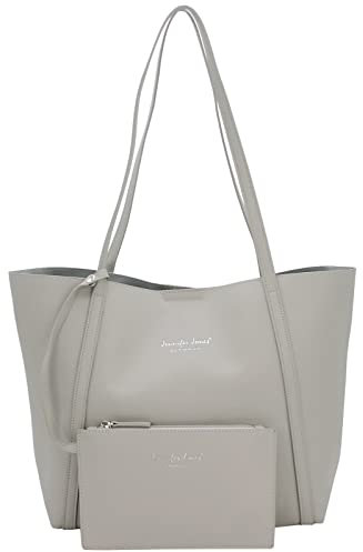 JENNIFER JONES - 2-teiliges Set Shopper mit Kosmetiktasche - Große & Modische Schultertasche - 17 Liter Volumen (Hellgrau)