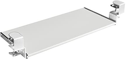 FIX&EASY Tastaturauszug klemmbar mit Tastaturablage 800X400mm weiß Dekor, Tischklemmen höhenverstellbar weiss, Schienen verzinkt 400mm, Auszug für Tastatur Maus Keyboard und Laptop Ablage