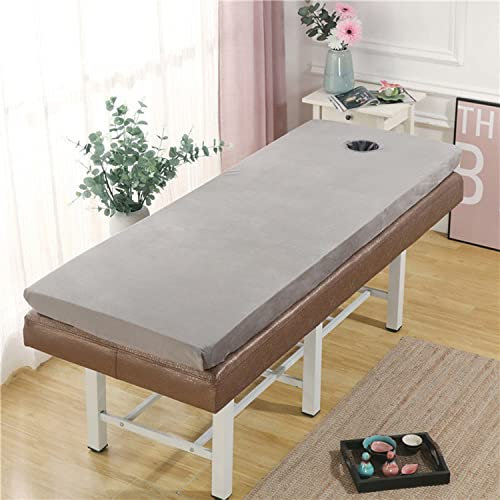 6cm Dicker Massagetisch-Matratzenschoner Mit Atemloch Matratzenauflage Für Runde Kopfkissen Einfarbige Matratzenauflage Für Schönheitssalonbetten Kosmetische Bettdecke,Grau,70x185cm
