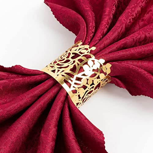 100 Stücken Serviettenringe, Rosenblüte Lasergeschnitten, aus Folie, Serviette Ringe für Papierserviettenhalter, Hochzeit, Party, Abendessen, Tischdekoration (Spiegel Gold)
