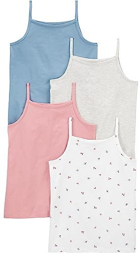 Simple Joys by Carter's Mädchen Tank Tops, Pack of 4 Trägershirt/Cami Shirt, Blau/Grau/Rosa/Weiß Floral, 10 Jahre (4er Pack)