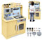 UISEBRT Cuisine Enfant en Bois, Cuisine Jouet avec Plaque de Cuisson, évier, Micro-Ondes, Hauteur 92 cm, Dès 3 Ans, modèle B