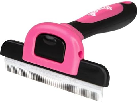 Bugalugs Deshedding brush for dogs, cats, horses & pets. Professional pet comb brushes for grooming for short to long hair undercoat rake brush. Reduces shedding
