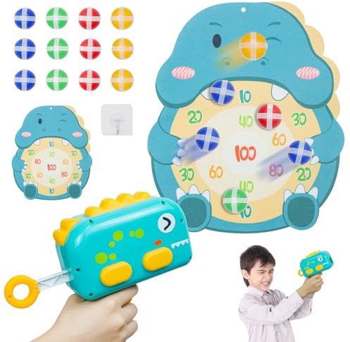 Dartscheibe Spielzeug für 4–9, Kinder Klett Dartscheibe Dinosaurier mit 12 Klebrigen Bällen, Drinnen und Draußen Hängendes Dart Wurfspiel Sets Kinder Groß Klei, Geburtstags Geschenke für Kinder 4–10