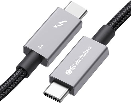 Cable Matters [Certifié Intel] Cable Thunderbolt 4 tressé 40Gbps 0,5m Noir, recharge 240 W Power Delivery et vidéo 8K - Entièrement compatible avec Thunderbolt 3, USB 4 pour Apple MacBook Pro, iMac