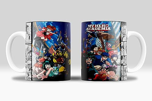 newseny Taza My Hero Academia todos los personajes principales - Izuku Midoriya, Katsuki Bakugo, Toya Todoroki Taza regalo anime | Cerámica 355ml