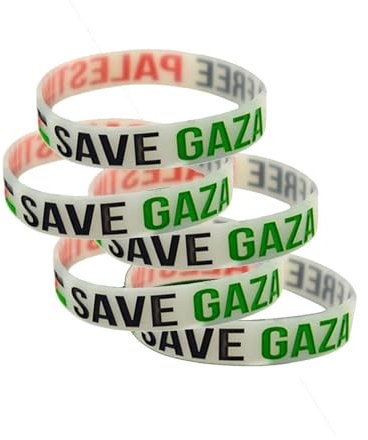 HRTLSS Free PaläStina Armband,Save Gaza Silikonarmband,Free Palestine Palästina Zeichen Silikon Handring Inspiration Armband,Save Gaza Armbänder Charms Manschette Armreif (5 Stück-Weiß)