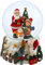 Dekohelden24 Schneekugel - Weihnachtsmann mit Geige und singendem Kind und Schneemann, mit Spielwerk, Melodie We Wish You, aufwendig verzierter Sockel, Maße L/B/H: 11 x 11 x 13 cm Kugel Ø 10,5 cm