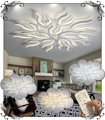 WSXEDC Dimmbar Deckenlampe LED Weiß Deckenleuchte 145W Groß Wohnzimmerlampe Kreative Modern Schlafzimmer lampe decke DIY Energiesparlampe für Wohnzimmer jugendzimmer Esszimmer Küche Ø115cm