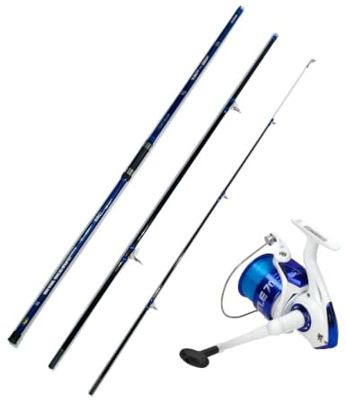 A&M Angelsport Brandungscombo 4,20m / bis 250g + Weitwurfrolle + Schnur Surfcombo Set