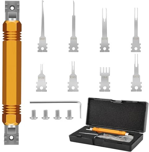 8 STK Kabel Stecker Ausbau Tool, Abnehmbares Doppelkopf-Ausziehwerkzeug, Auto Entriegelungswerkzeug für elektrische Stifte, mit Schutzhülle für AMP, Metri Pack, Car Automotive Most Connector Terminal