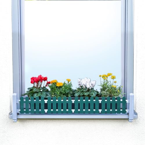 GREEN CREATIONS Masu Set base grigio, supporto per fioriera senza foratura, protezione anticaduta, protegge fioriere, erbe, decorazioni, regolabile in modo continuo, 78-140 cm (elementi decorativi: