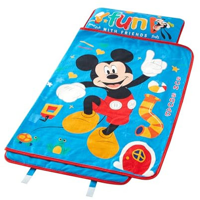 Disney Mickey Mouse Kleinkind-Schlafmatte mit integrierter Decke und Kissen, 50,8 x 116,8 cm (B x L)