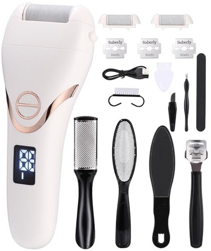 Lima elétrica pies,Pedicura Profesional Pies Kit, IPX7 Impermeable Pedicura Electrico Profesional, con LED y 3 Cabezales de Recambio Foot File 2 Velocidades,para Pies Callos Pies Eliminar