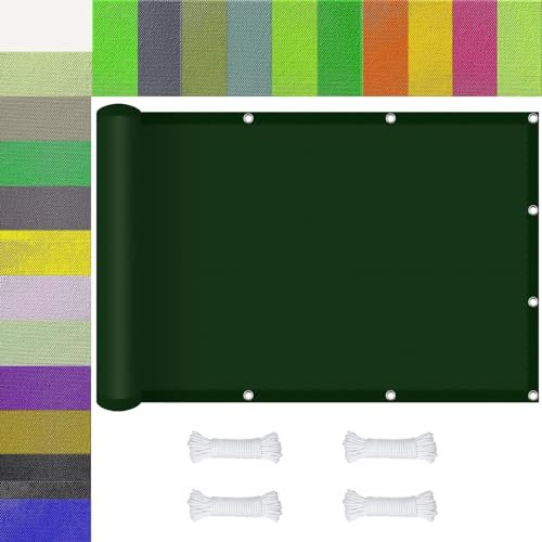Toile d'ombrage 1.6 x 3.4 m Polyester Toile UV Protection Toile D Ombrage Rectangulaire Déperlant avec Le Kit de Fixation pour Balcon,Pelouse,Fête, Vert Foncé