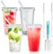 DAZZTIME Glasbecher mit Deckel und Strohhalm,4 Stück Geriffelte Gläser Set,375ML Eiskaffee Gläser,Bubble Tea Becher,Transparente gestreifte Glas-Wasserbecher,für Milchshakes,Säfte,Smoothies