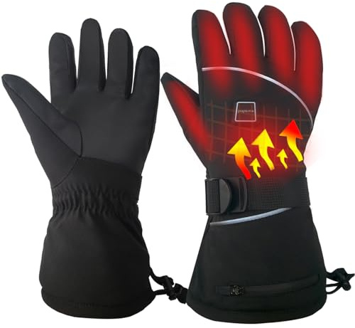 LPCRILLY Beheizte Handschuhe für Damen und Herren, wasserdicht, für Ski- und Motorradsport im Winter Beheizte Handschuhe mit Touchscreen, Batteriehandschuhe, elektrisch wiederaufladba (M)