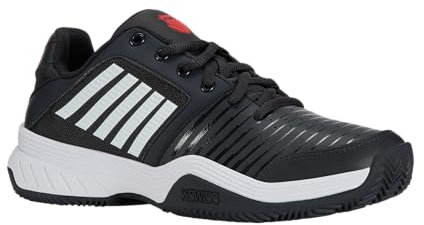K-Swiss Men's Court Express Hb Tennis Shoe, Stretch Limo Bright White High Risk Red, 12 UK