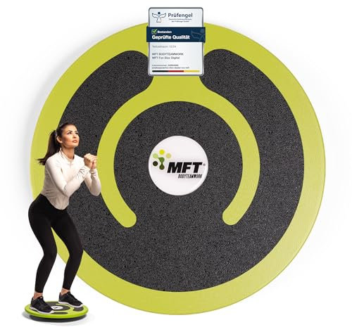 MFT Fun Disc Digital Balance-Board mit digitalem Bewegungssensor (made in Austria) mit kostenloser App-Wackelbrett für Gleichgewicht und Spass für alle Altersgruppen, stabil aus Holz (MFT Grün)