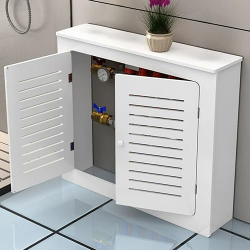 YUGXTH Heizkörperverkleidung, Heizung Verkleidung PVC, Heizungsverkleidung mit 2 Türen, Verstaute Rohre Verstecken, for Zuhause und Büro(L50xH60xW20cm)