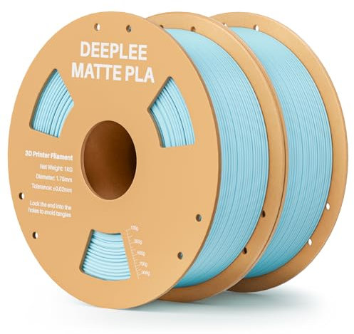 DEEPLEE Matte PLA Filament 1.75mm 3D Drucker Filament, Maßgenauigkeit +/- 0.02mm, für die meisten FDM 3D Drucker, Eisblau 2KG