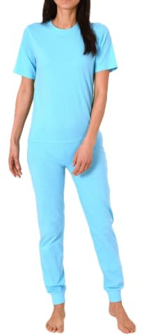Normann Care Damen Pflegeoverall Kurzarm Schlafanzug mit Langen Bein und Reißverschluss am Rücken
