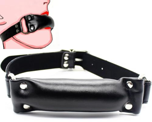 Bondage Gag Adjustable Leather Strap for Sex Play Toys Lip Separator Sex Gag BDSM Restraints Open Mouth Padded Pillow Mouth Gags Bondage Set Restraint Slave Play SM Game Erotic Adult Sex Toys Black