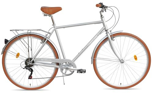 FabricBike Southken - City Bike 28 Zoll, Cityräder, klassisches Stadtrad, Fahrrad mit Korb, bequemer Sattel, 7-Gang-Schaltung (Southken Matte Grey, L-58cm)