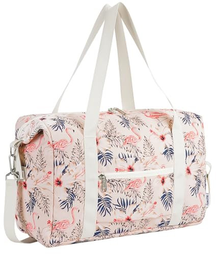 Narwey 20L für Ryanair Handgepäck 40x20x25 & Klein Handgepäck Tasche für Flugzeug - Faltbare Reisetasche Damen & Kliniktasche Geburt Sporttasche Weekender Damen Herren (Beige Flamingo)