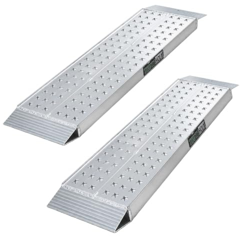 TRUTZHOLM 2X Auffahrrampe Aluminium Gesamtlänge 150 cm Breite 28 cm Traglast 540 kg gelochte rutschfeste Lauffläche Verladerampe Motorradrampe Verladehilfe Rampe für Motorrad Mofa E-Bike Fahrrad