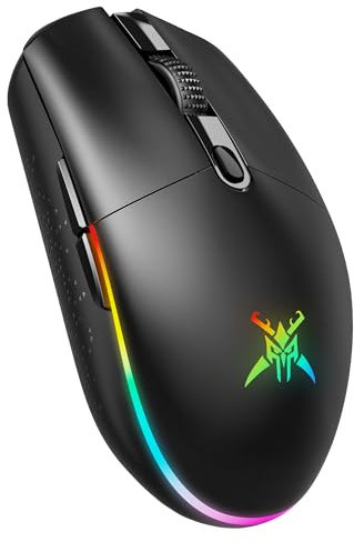 TECKNET Mouse Gaming Wireless, 8000DPI Gaming Mouse Wireless Ricaricabile, Doppia Modalità a 2.4G e Cablato, 6 Modalità RGB, Gaming Mouse Pc con Pulsanti Programmabili per Window XP/11/10/8/7, Bianco