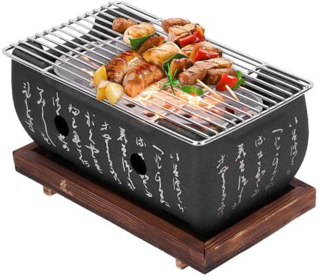 Holzkohle Chrom Grill - Tragbarer Tisch-Holzkohlegrill für Shish Kabob, 34,5 x 17 x 12 cm großer Holzkohle-Chrom-Grill für Haushalt |, Camping