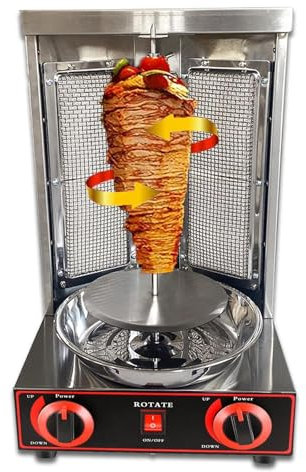 Gas-Döner-Kebab-Maschine, Drehspieß-Grill-Kebab auf der Arbeitsplatte, Edelstahl-Grill-Rotationsofen für die Küche im gewerblichen Restaurant