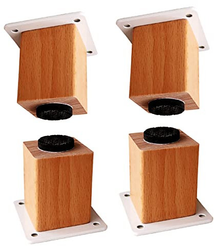 Lot de pieds de meubles carrés en bois de hêtre massif de 8 cm pour canapé, table, armoire, meuble TV, table de chevet avec plaque et vis - Améliorez votre décoration d'intérieur