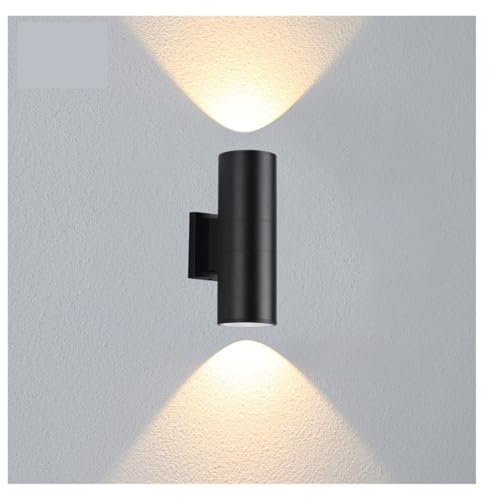 QRNHPJLJK Applique murale d'extérieur à LED à double tête ronde, projecteur haut et bas, lampe de jardin(110 * 300mm)