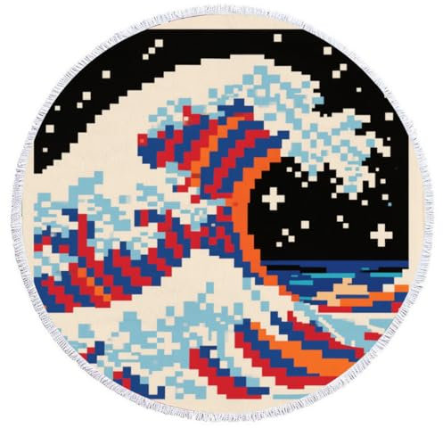 XZTRFB 1/2Pack 145 cm Regenbogenwellenmikrofaser Runde Strandhandtücher für Erwachsene, schnelles, trockenes Sandfreies Reisetuch für Strand, Camping, Schwimmen, Fitnessstudio