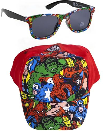 CERDÁ LIFE'S LITTLE MOMENTS Unisex Spiderman-Kappe und-Brille, Kinder, originelles Design, verstellbar leicht, ideal für Sommer als Sonnenschutz Baseballkappe, Avengers, One Size