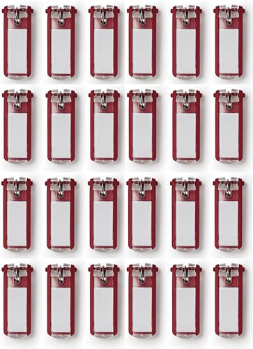 Durable Schlüsselanhänger Key Clip, einfach aufklappen & beschriften (Rot, 24er Set)