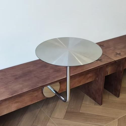 SEIFE Kleiner runder Klapptisch aus Edelstahl zur Wandmontage, Standtisch, schwebender Schreibtisch, platzsparender moderner runder Pub-Bartisch für Café, drinnen/draußen(L-Type,35cm/13.7in)