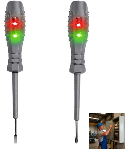 2 Pcs 2-in-1 High Torque Strong Magnetic Screwdriver Electricity Detector,Electricity Detector Screwdriver, 12V-220V Voltage Tester, Electrical Circuit Tester for Electricians (Flathead+Crosshead)