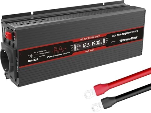 Transformateur Onduleur 12V À 230V Convertisseur Sinusoïdal Pur 220V À 12V Puissance De Crête 1500W 3000W Écran LCD Interface USB pour Voitures(DNB12V 220V 1500W)