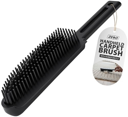 ZENO Carpet Cleaner Brush 2 in 1 | Handheld Rubber Carpet Brush for Pet Hair and Dirt | Ideal for Carpets, Rugs, Upholstery, Stairs and Cars | Comfort Grip Carpet Cleaning Tool for Daily Use