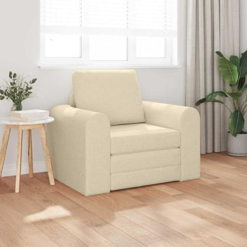 Mandloder Cremefarbenes Schlafsofa Samt, 98x71x83 cm, modernes 2-in-1 Design, klappbare Liege mit Metallrahmen für Gästezimmer und kleine Wohnungen